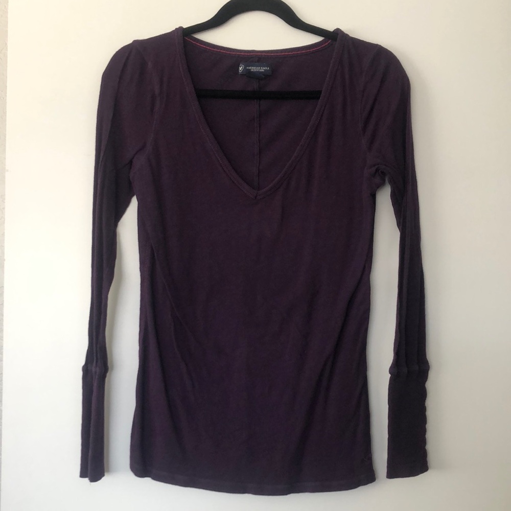 Purple long-sleeve American Eagle tee